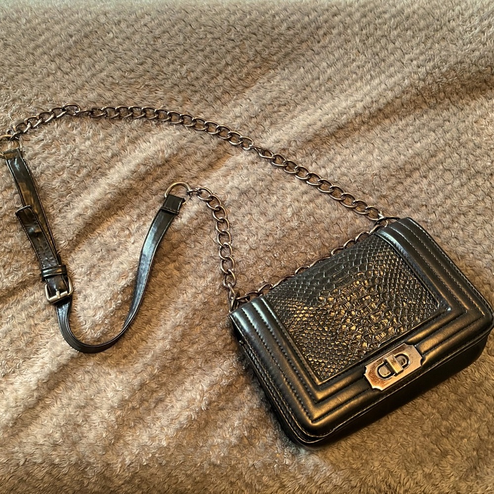 Black Crocodile Tote Crossbody